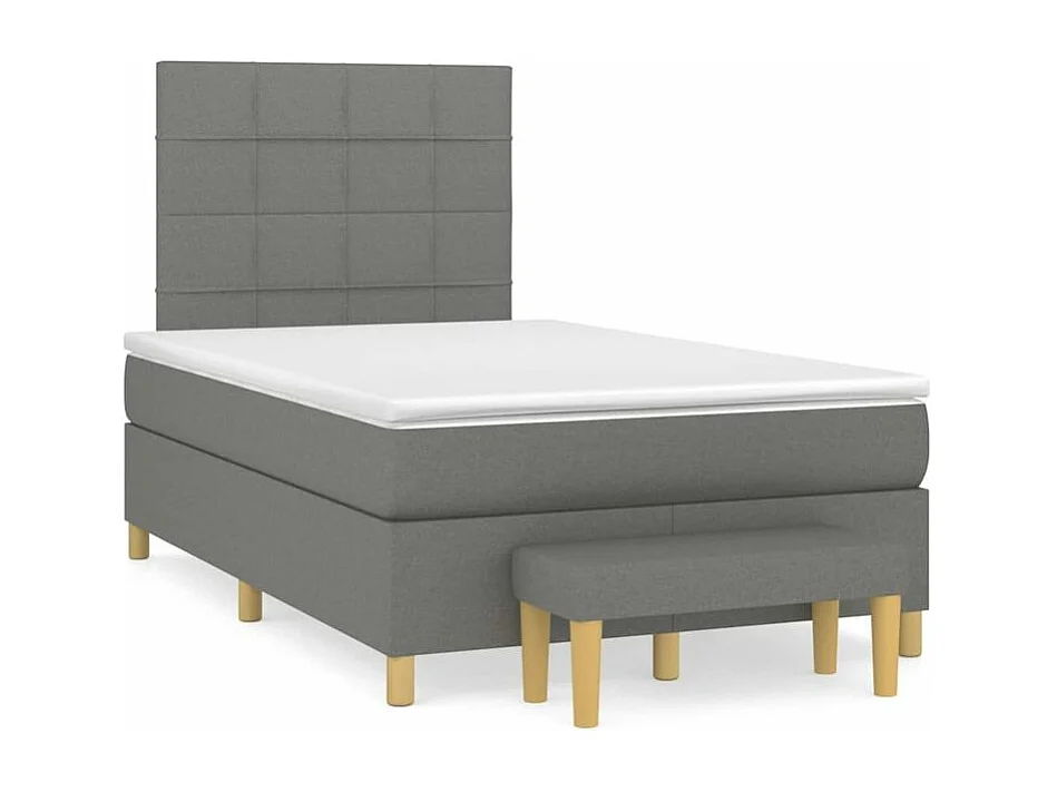 Sommier à lattes de lit avec matelas Gris foncé 120x200 Tissu