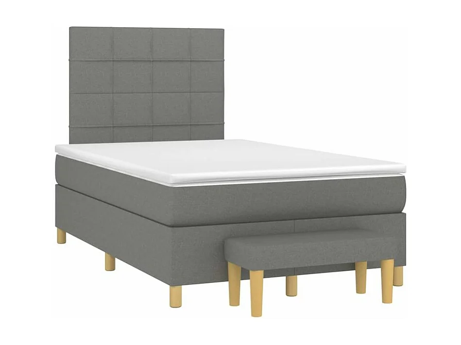 Sommier à lattes de lit avec matelas Gris foncé 120x200 Tissu