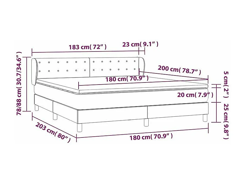Sommier à lattes de lit et matelas Vert foncé 180x200 Velours