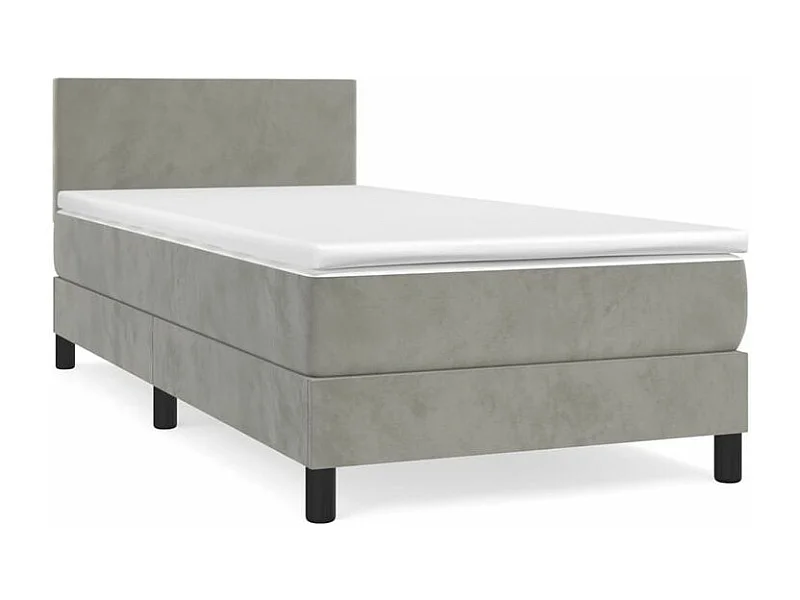 Sommier à lattes de lit et matelas Gris clair 90x200 Velours