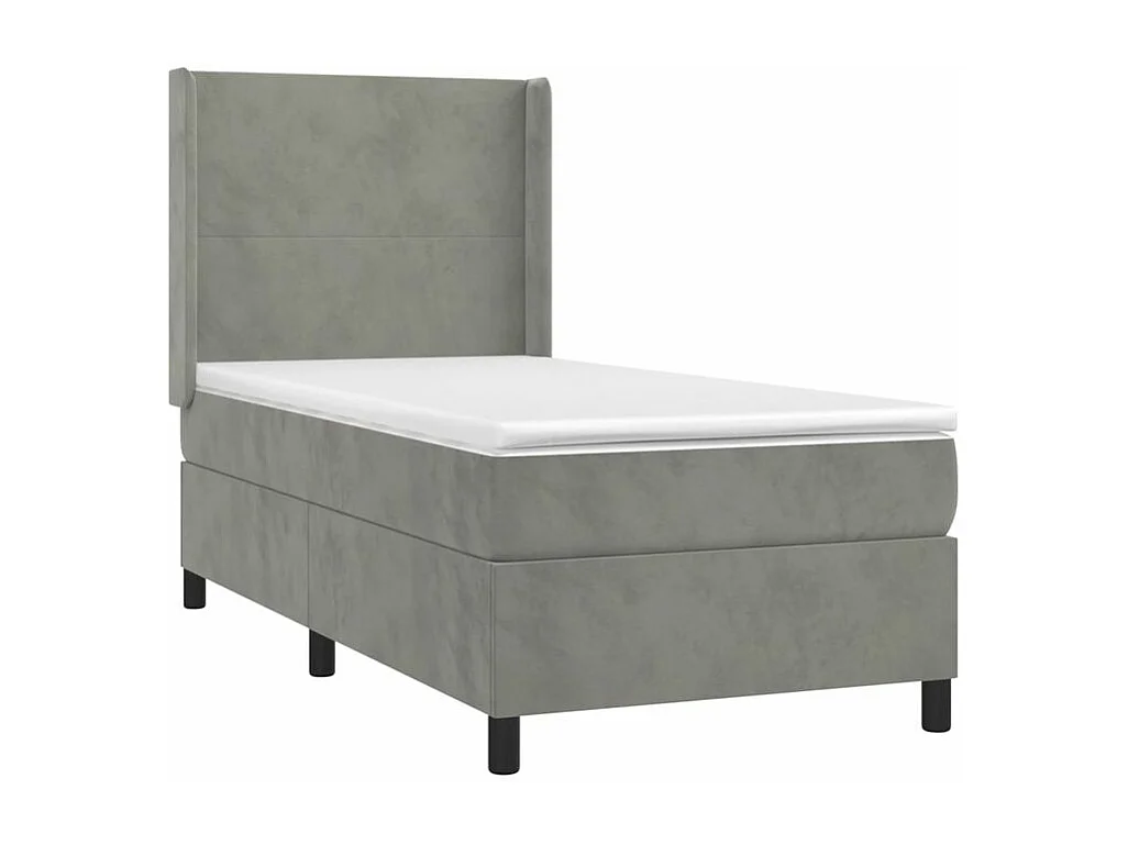 Sommier à lattes de lit et matelas Gris clair 90x200 Velours