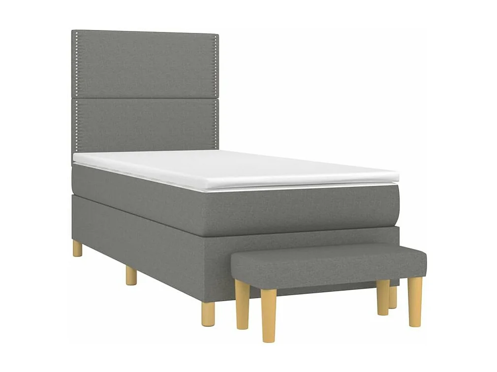 Sommier à lattes de lit avec matelas Gris foncé 90x200 Tissu