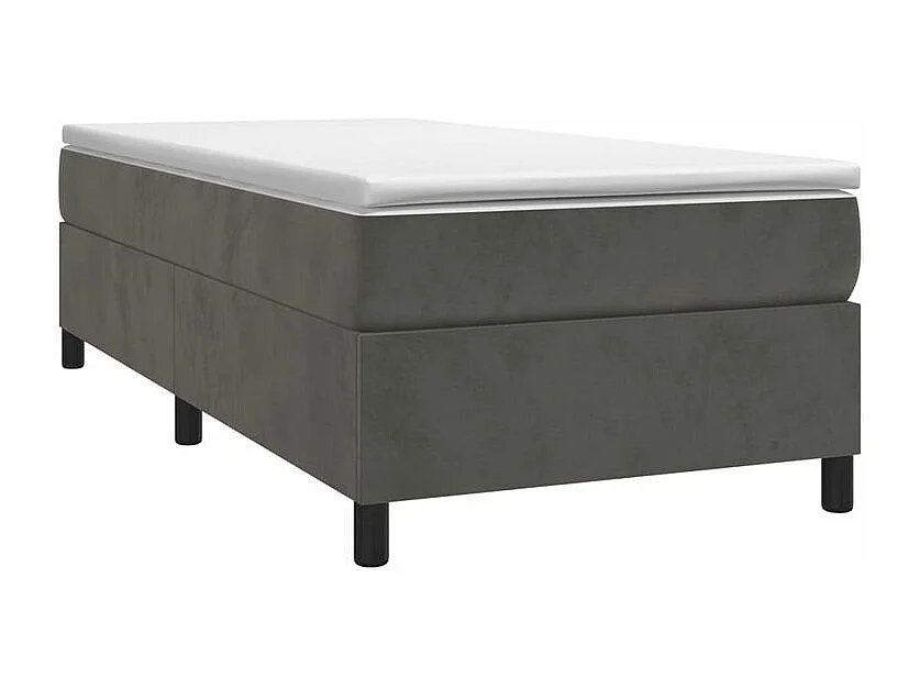 Sommier à lattes de lit et matelas Gris foncé 90x190 Velours