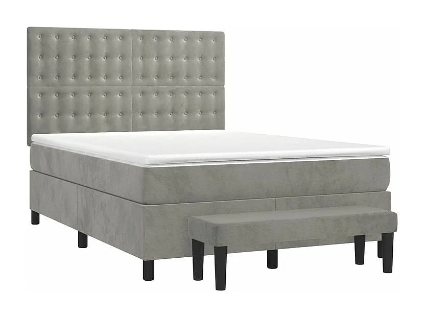 Sommier à lattes de lit et matelas Gris clair 140x200 Velours
