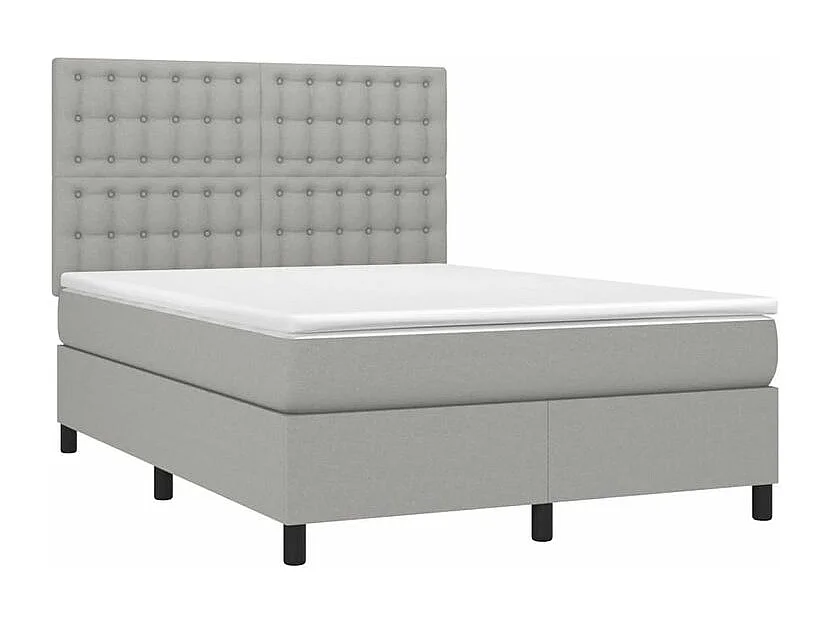 Sommier à lattes de lit avec matelas Gris clair 140x190 Tissu