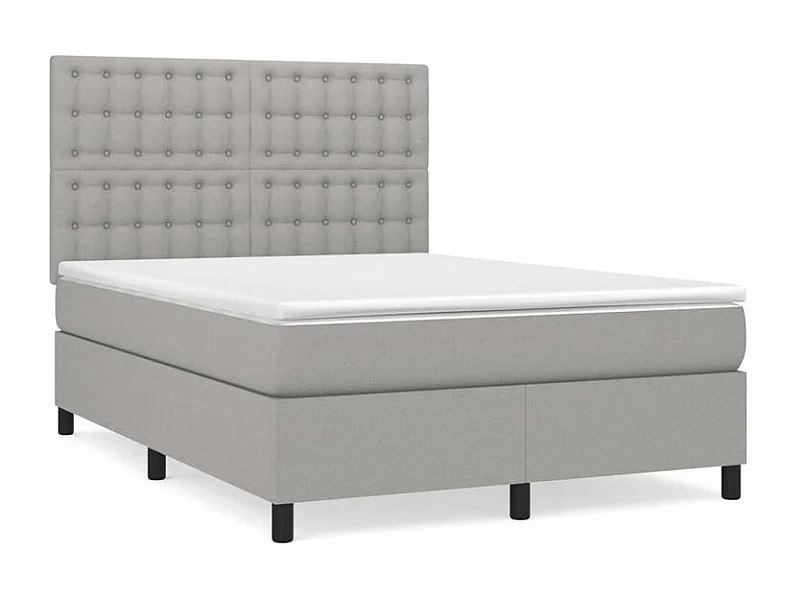 Sommier à lattes de lit avec matelas Gris clair 140x190 Tissu