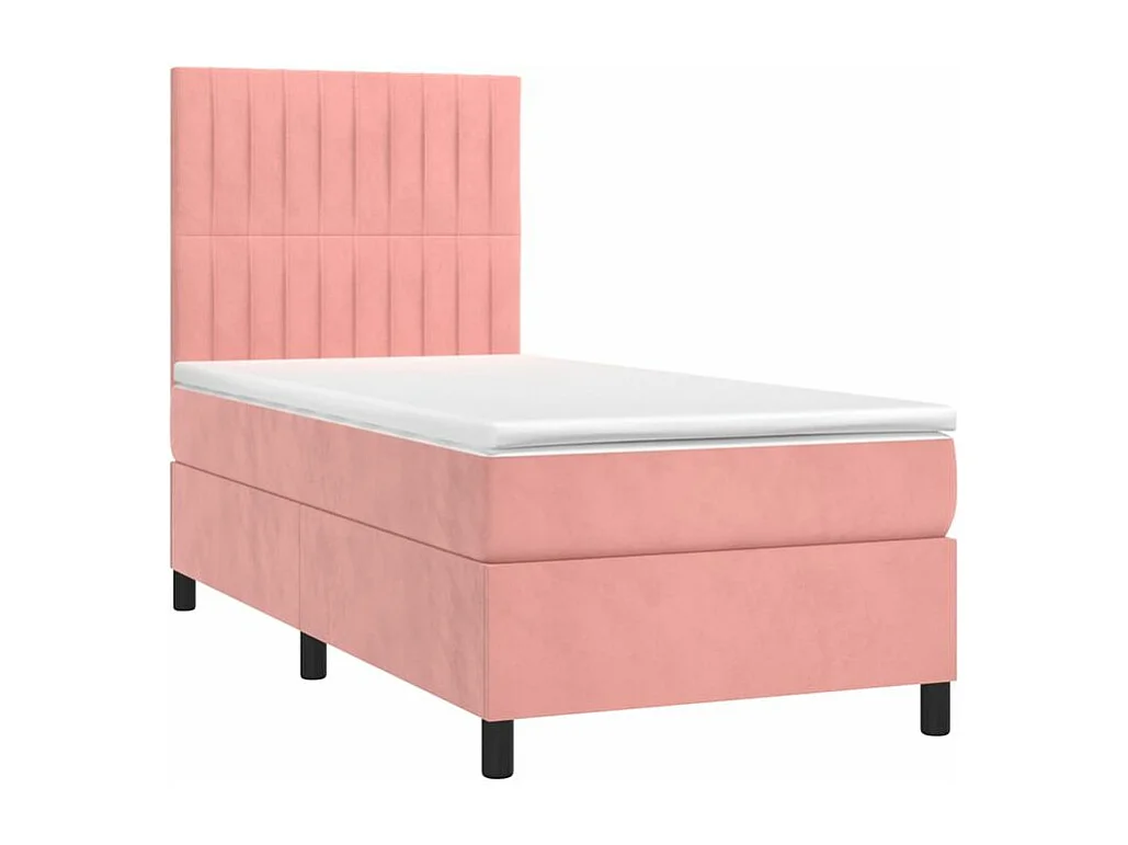 Sommier à lattes de lit avec matelas LED Rose 90x200 Velours