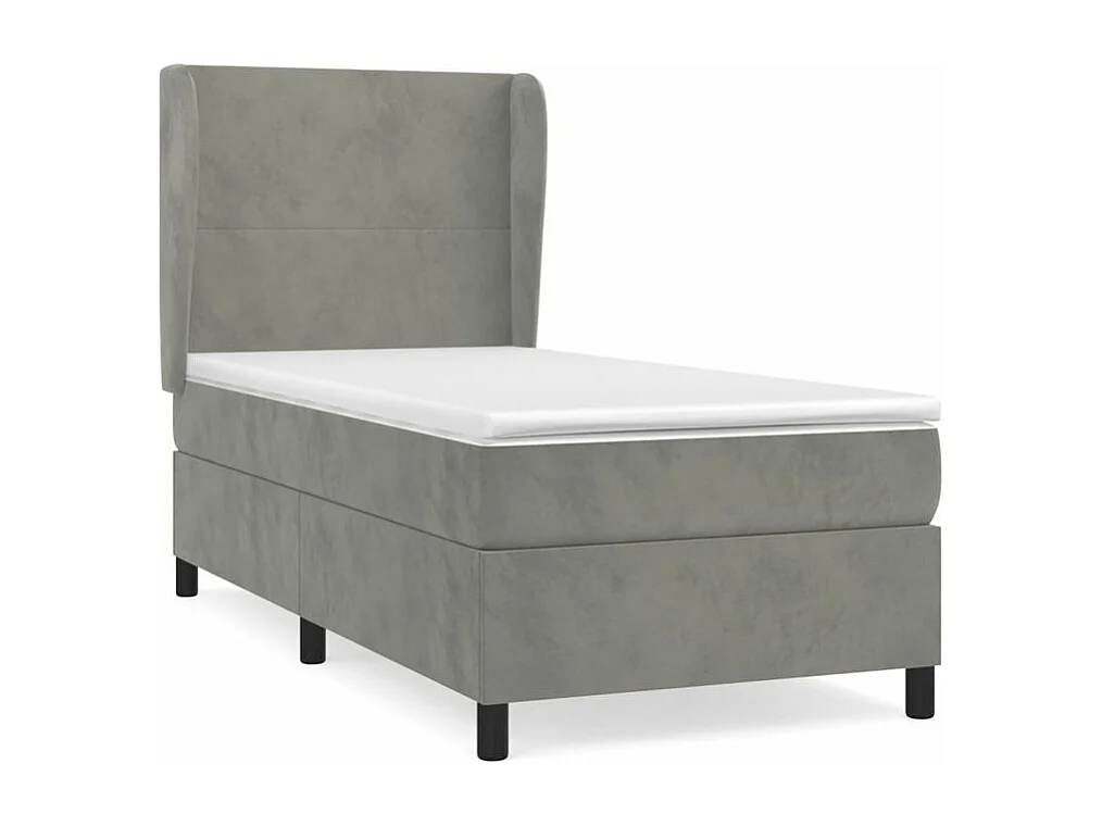 Sommier à lattes de lit et matelas Gris clair 90x190 Velours