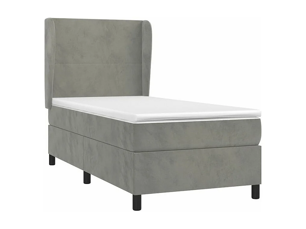 Sommier à lattes de lit et matelas Gris clair 90x190 Velours