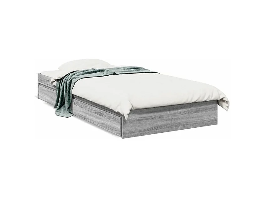 Cadre de lit et tiroirs sonoma gris 90x200 bois d'ingénierie