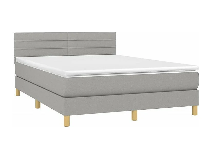 Sommier à lattes de lit avec matelas Gris clair 140x200 Tissu