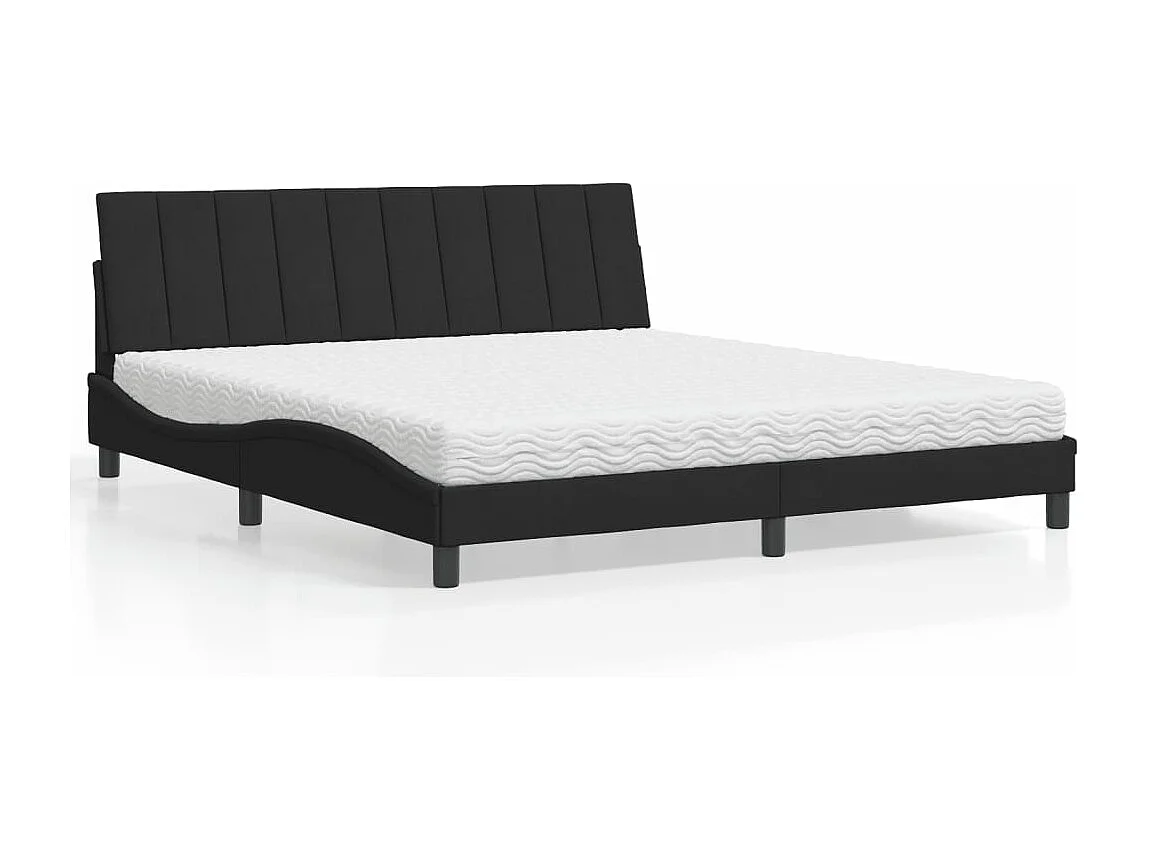 Lit avec matelas noir 180x200 velours