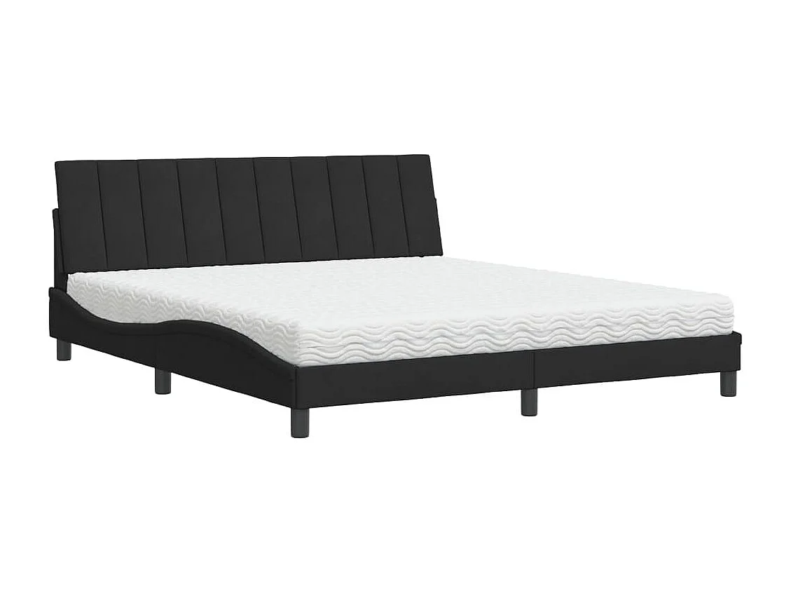 Lit avec matelas noir 180x200 velours