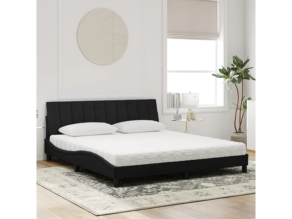 Lit avec matelas noir 180x200 velours