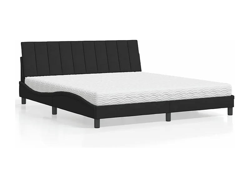 Lit avec matelas noir 180x200 velours
