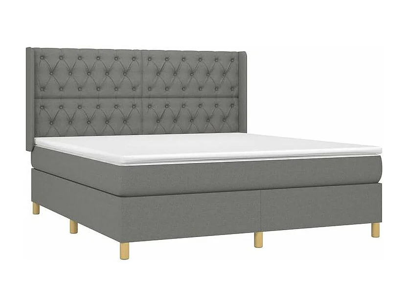 Sommier à lattes de lit avec matelas Gris foncé 160x200 Tissu