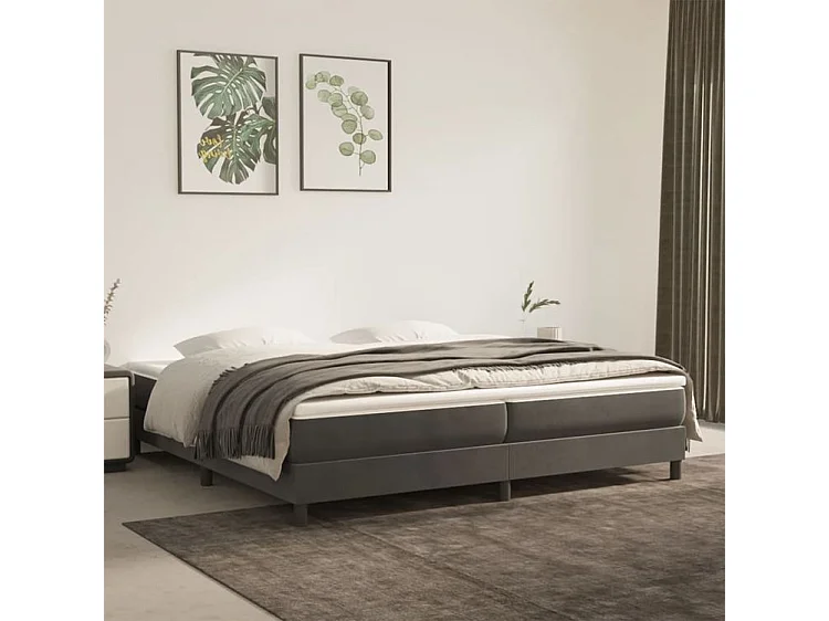 Sommier à lattes de lit et matelas Gris foncé 200x200 Velours