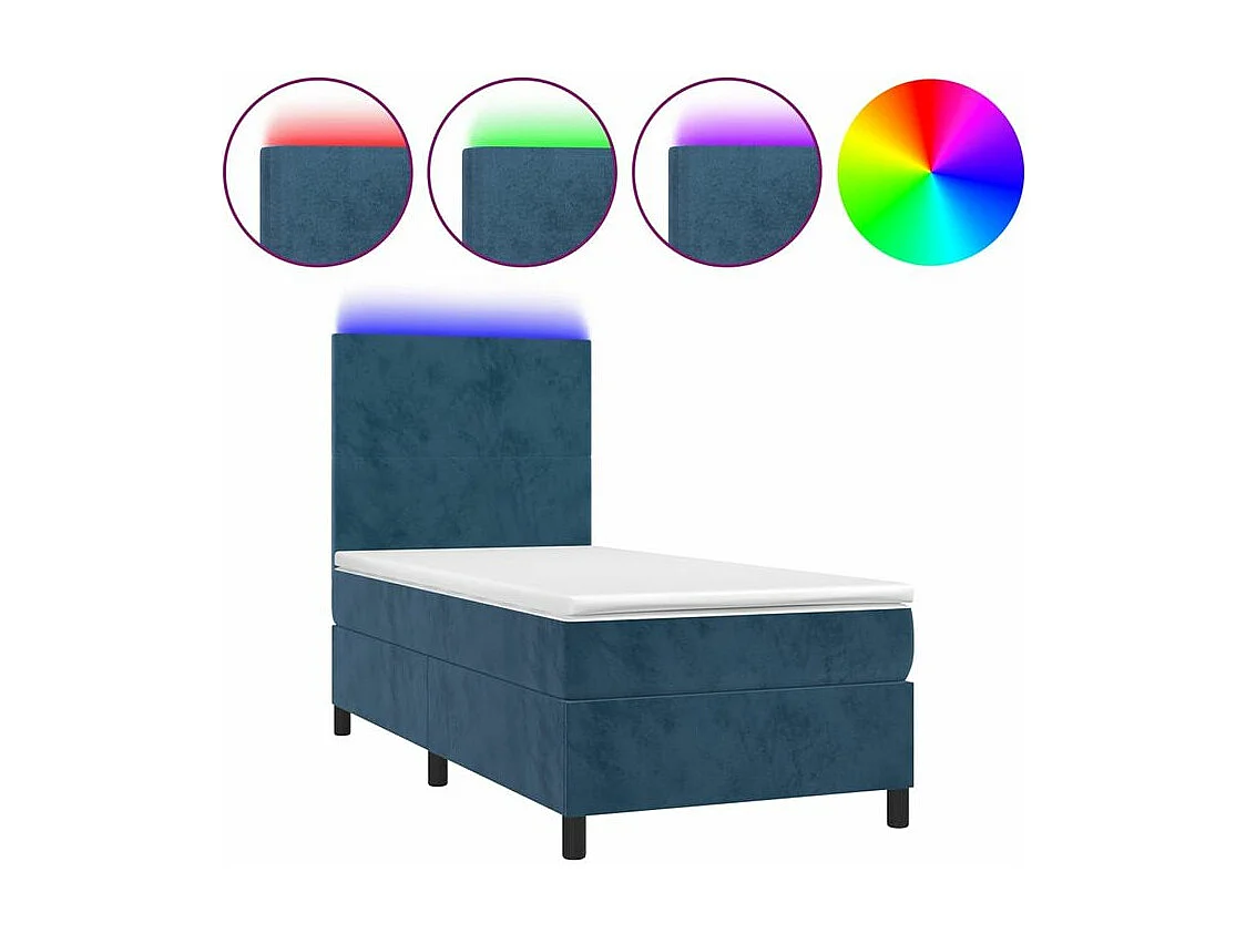 Sommier à lattes de lit avec matelas LED Bleu foncé 100x200