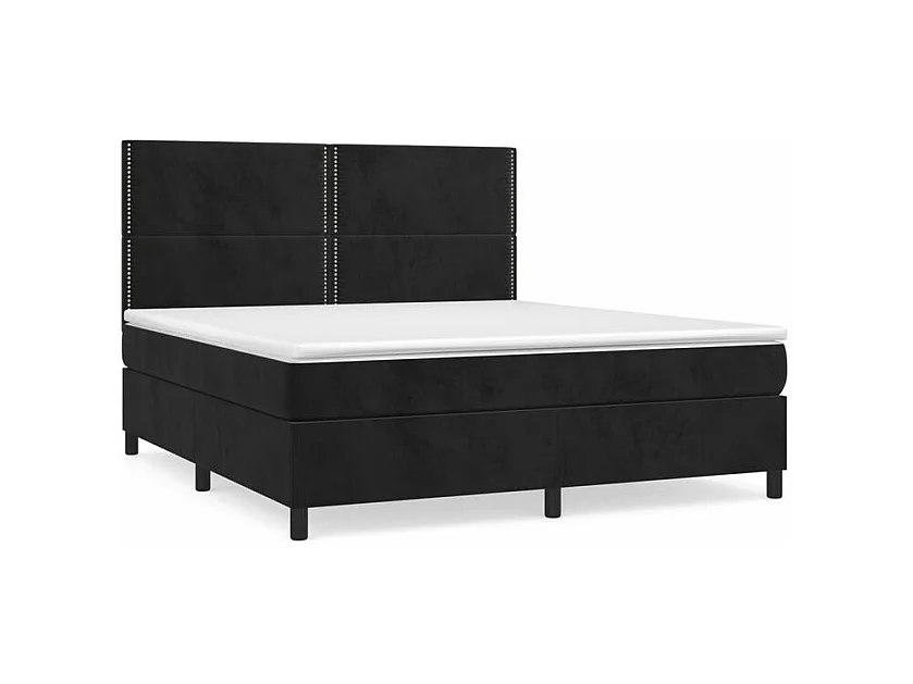 Sommier à lattes de lit avec matelas Noir 180x200 Velours