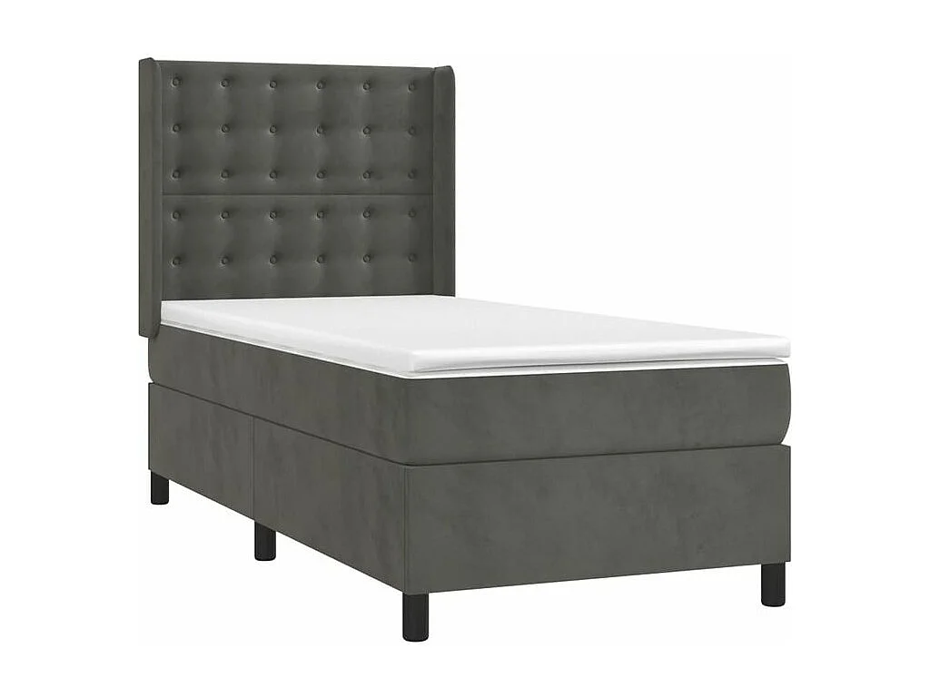 Sommier à lattes de lit et matelas Gris foncé 90x200 Velours