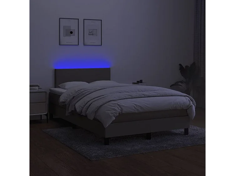 Sommier à lattes de lit avec matelas LED Taupe 120x200 Tissu