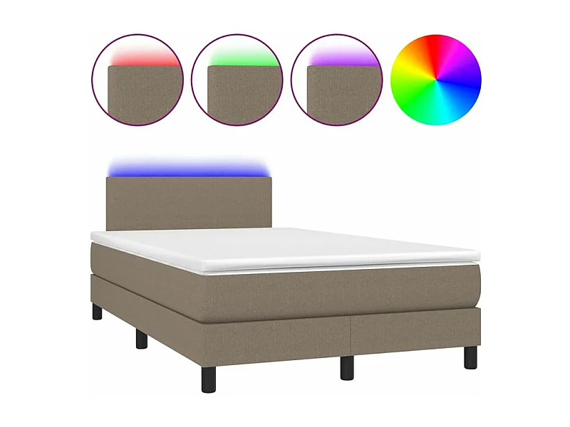 Sommier à lattes de lit avec matelas LED Taupe 120x200 Tissu