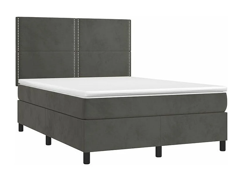 Sommier à lattes de lit matelas et LED Gris foncé 140x190