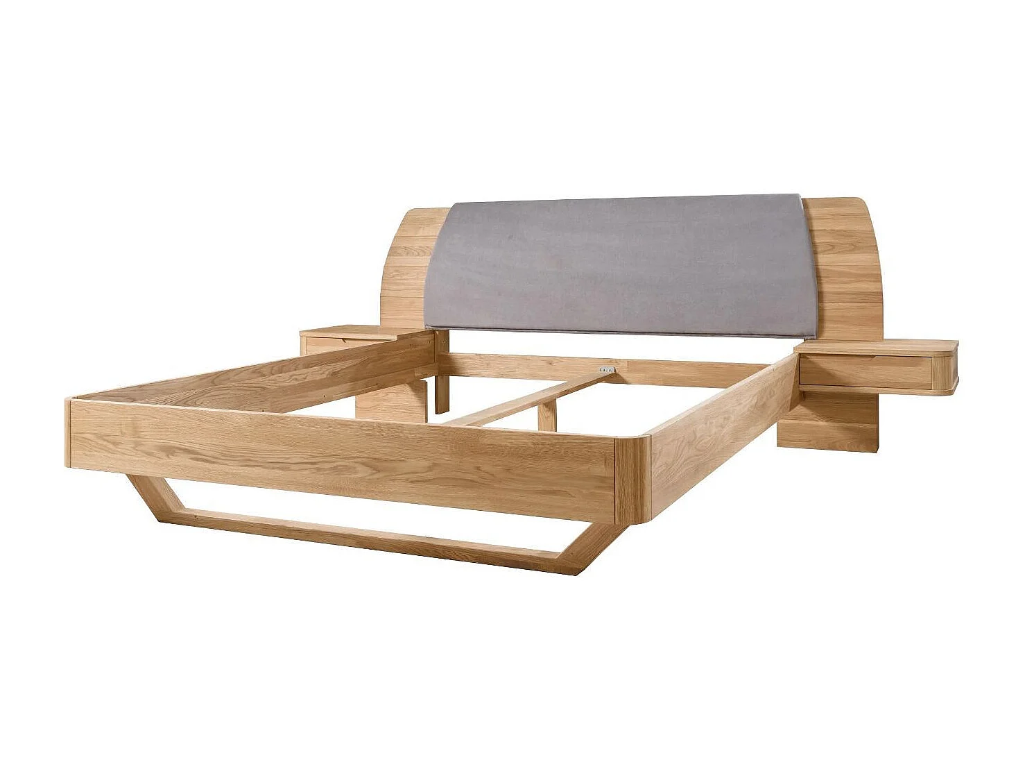 Lit en chêne massif avec tête de lit et 2 tables de chevet Manola-160x200