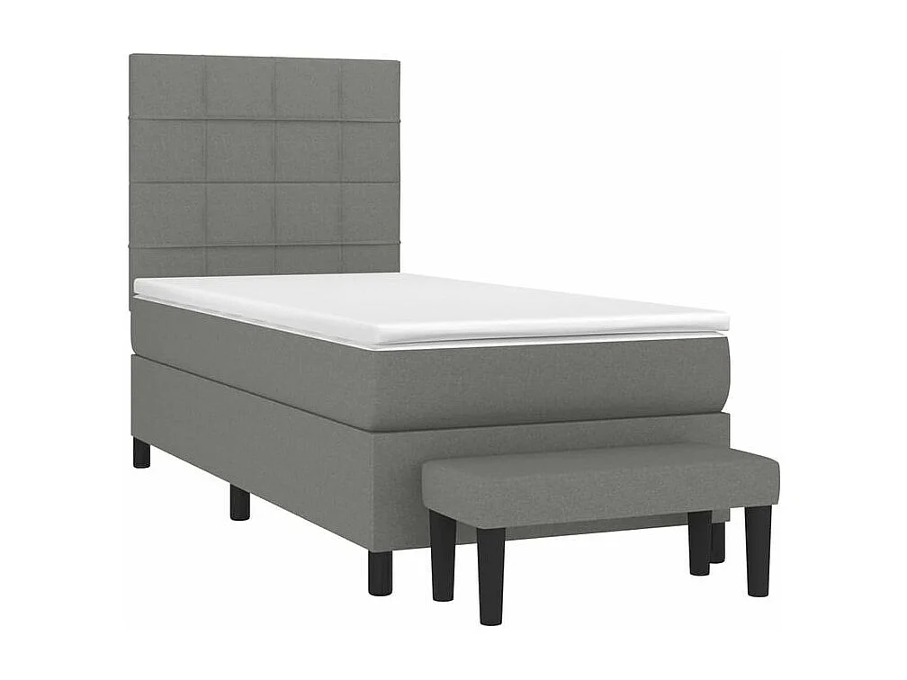 Sommier à lattes de lit avec matelas Gris foncé 100x200 Tissu