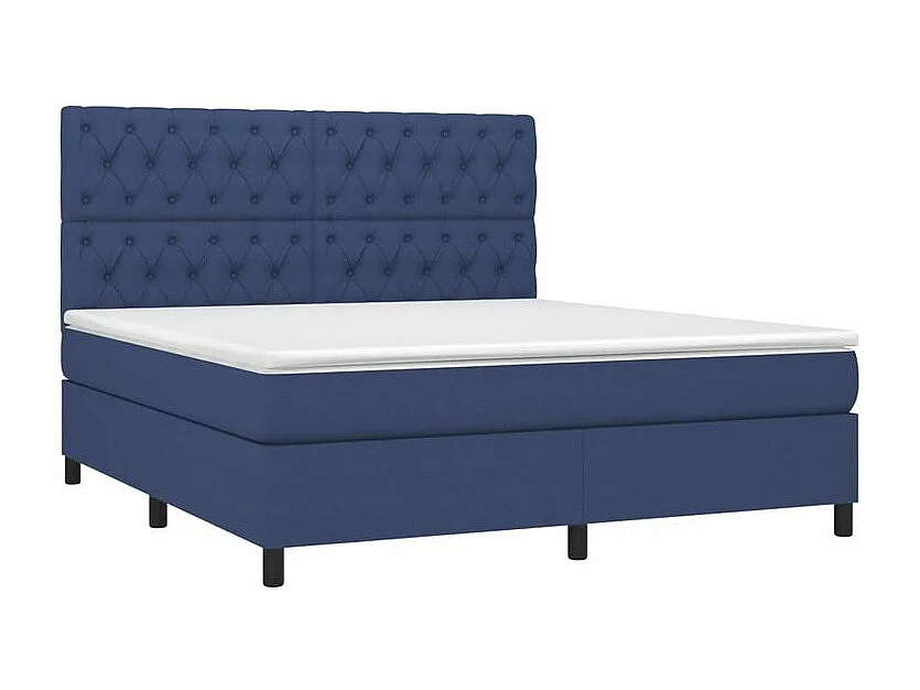 Sommier à lattes de lit et matelas et LED Bleu 160x200 Tissu