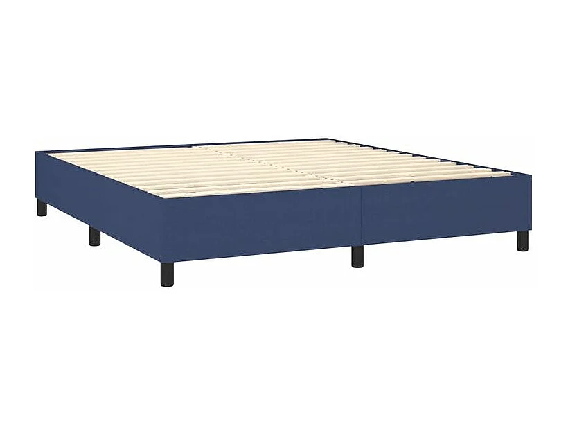 Sommier à lattes de lit et matelas et LED Bleu 160x200 Tissu
