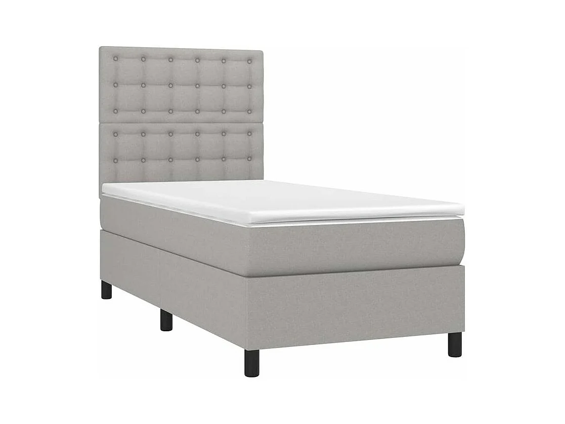 Sommier à lattes de lit avec matelas et LED Gris clair 90x190