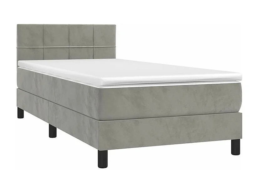 Sommier à lattes de lit et matelas et LED Gris clair 90x200