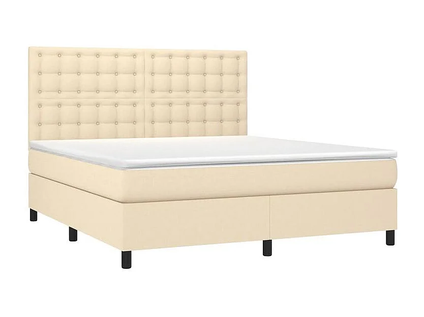 Sommier à lattes de lit avec matelas Crème 160x200 Tissu