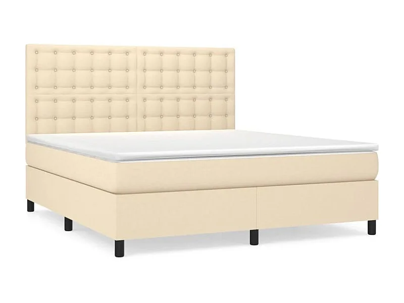 Sommier à lattes de lit avec matelas Crème 160x200 Tissu