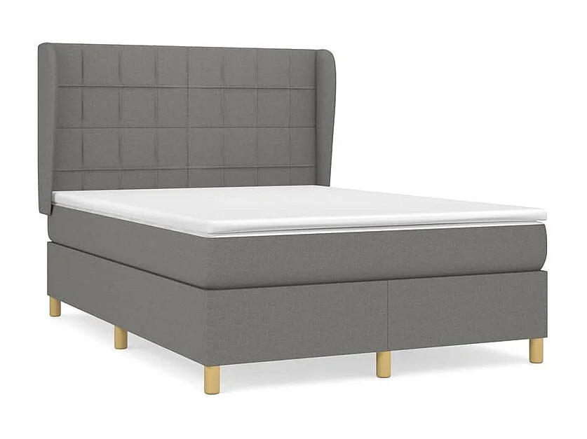 Sommier à lattes de lit avec matelas Gris foncé 140x190 Tissu