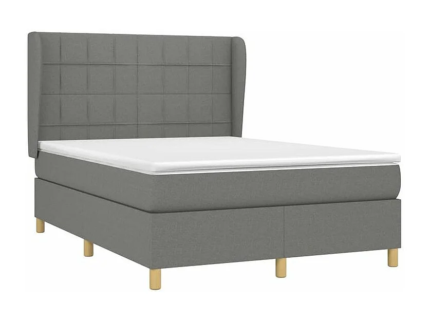 Sommier à lattes de lit avec matelas Gris foncé 140x190 Tissu