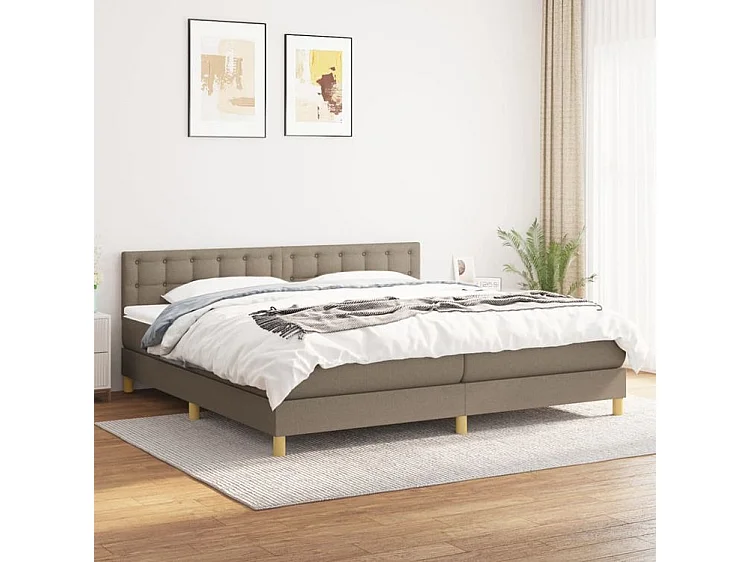 Sommier à lattes de lit avec matelas Taupe 200x200 Tissu