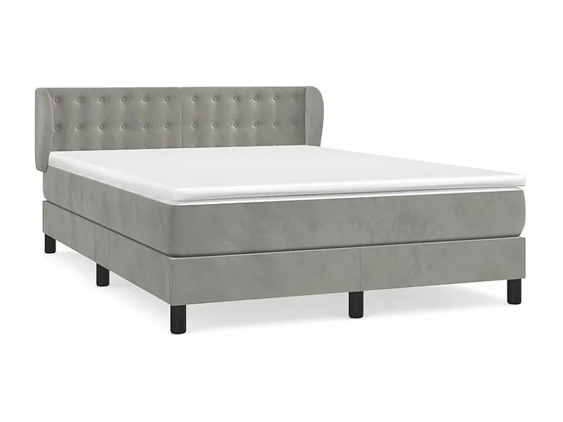 Sommier à lattes de lit et matelas Gris clair 140x190 Velours
