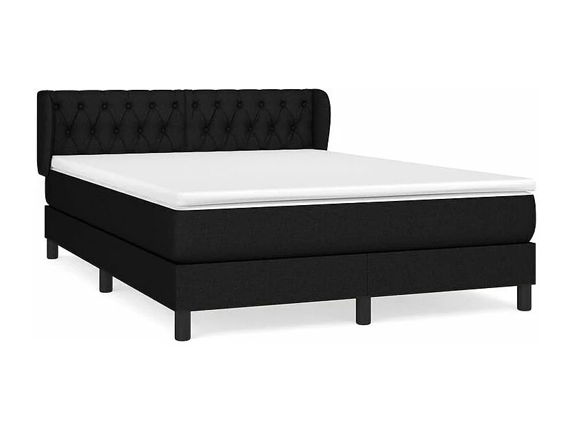 Sommier à lattes de lit avec matelas Noir 140x200 Tissu