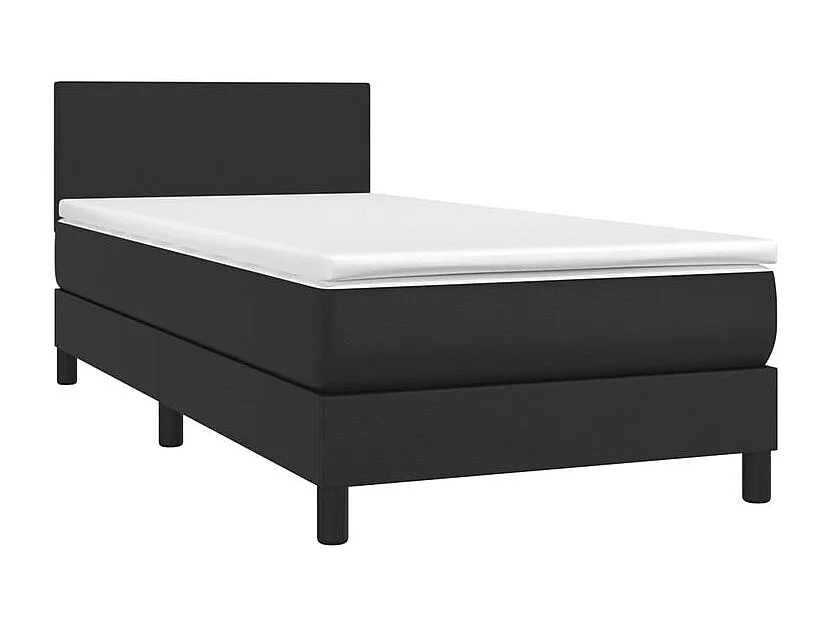 Sommier à lattes de lit avec matelas et LED Noir 90x200