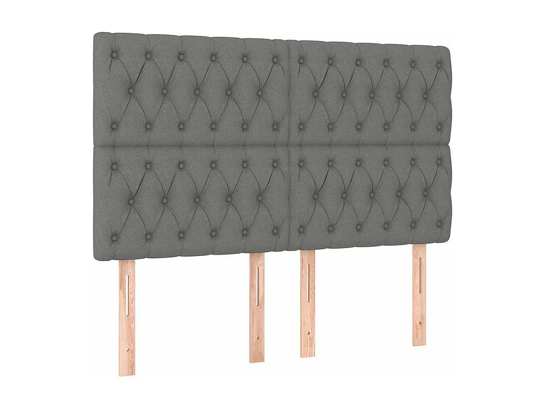 Sommier à lattes de lit et matelas et LED Gris foncé 140x200