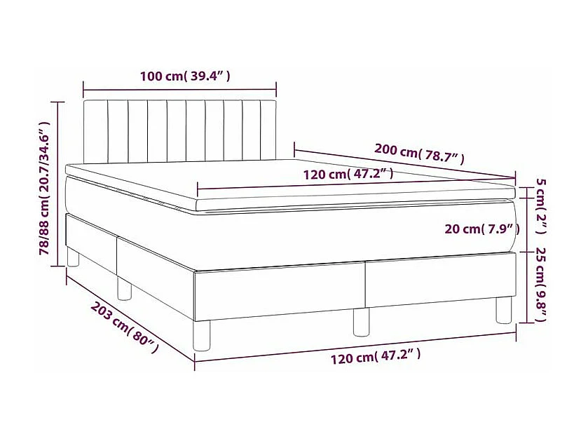 Sommier à lattes de lit avec matelas LED Bleu 120x200 Tissu