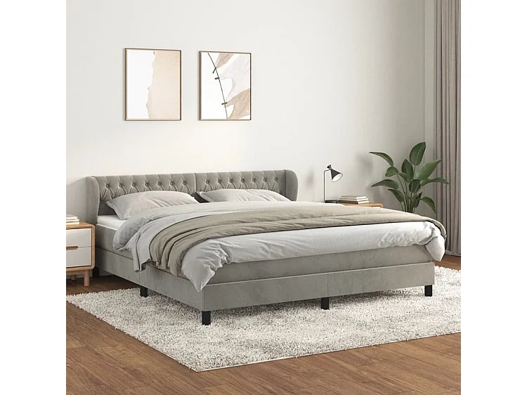 Sommier à lattes de lit et matelas Gris clair 180x200 Velours