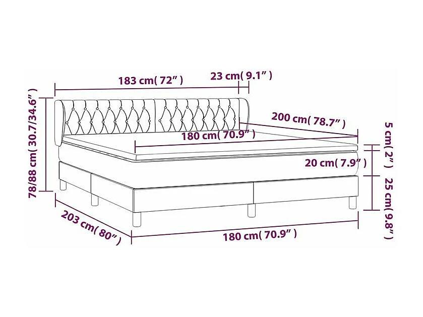Sommier à lattes de lit et matelas Gris clair 180x200 Velours
