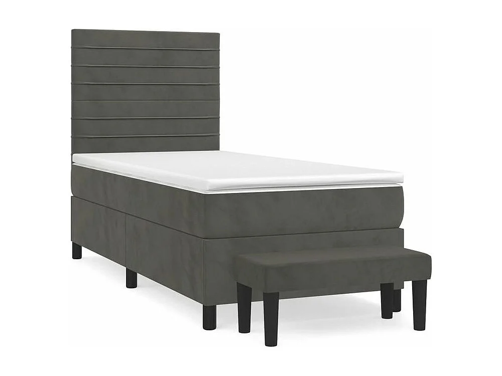 Sommier à lattes de lit et matelas Gris foncé 80x200 Velours