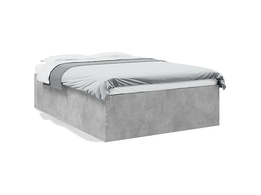 Cadre de lit gris béton 135x190 bois d'ingénierie