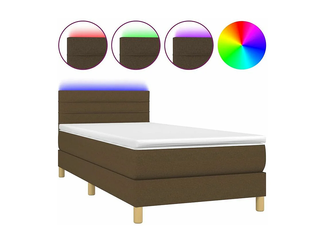 Sommier à lattes de lit et matelas et LED Marron foncé 80x200
