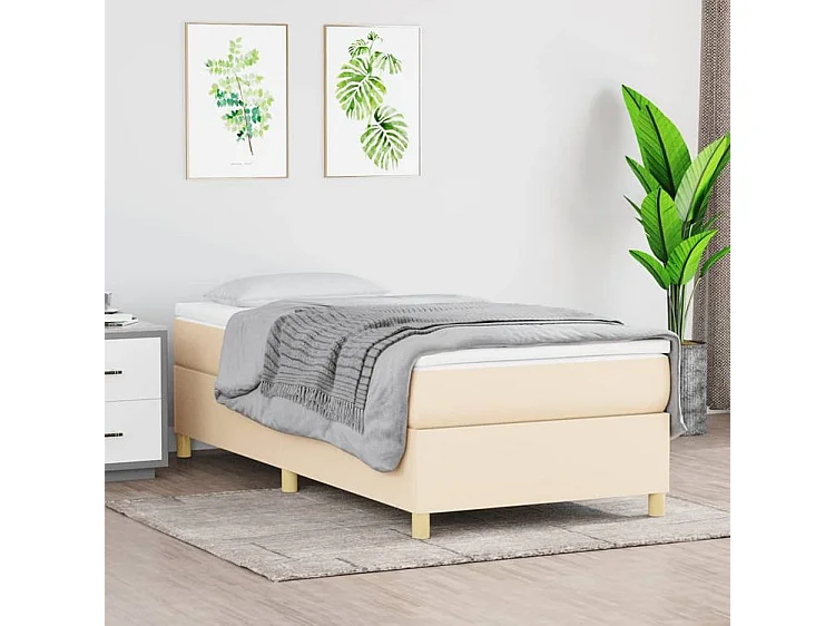 Sommier à lattes de lit avec matelas Crème 100x200 Tissu