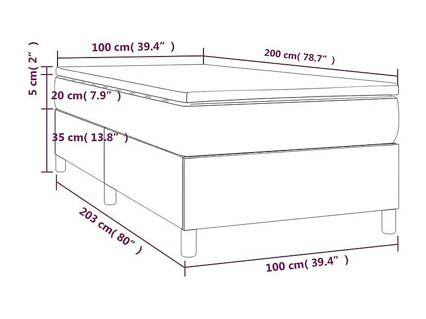 Sommier à lattes de lit avec matelas Crème 100x200 Tissu